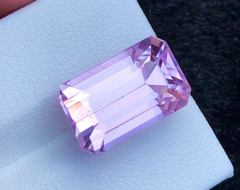 Natural Pink Kunzite 13.60 Ct – Emerald Cut Gemstone from Afghanistan
