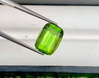 鮮やかな天然ペリドット宝石 - オリーブグリーンのクッションカット、8