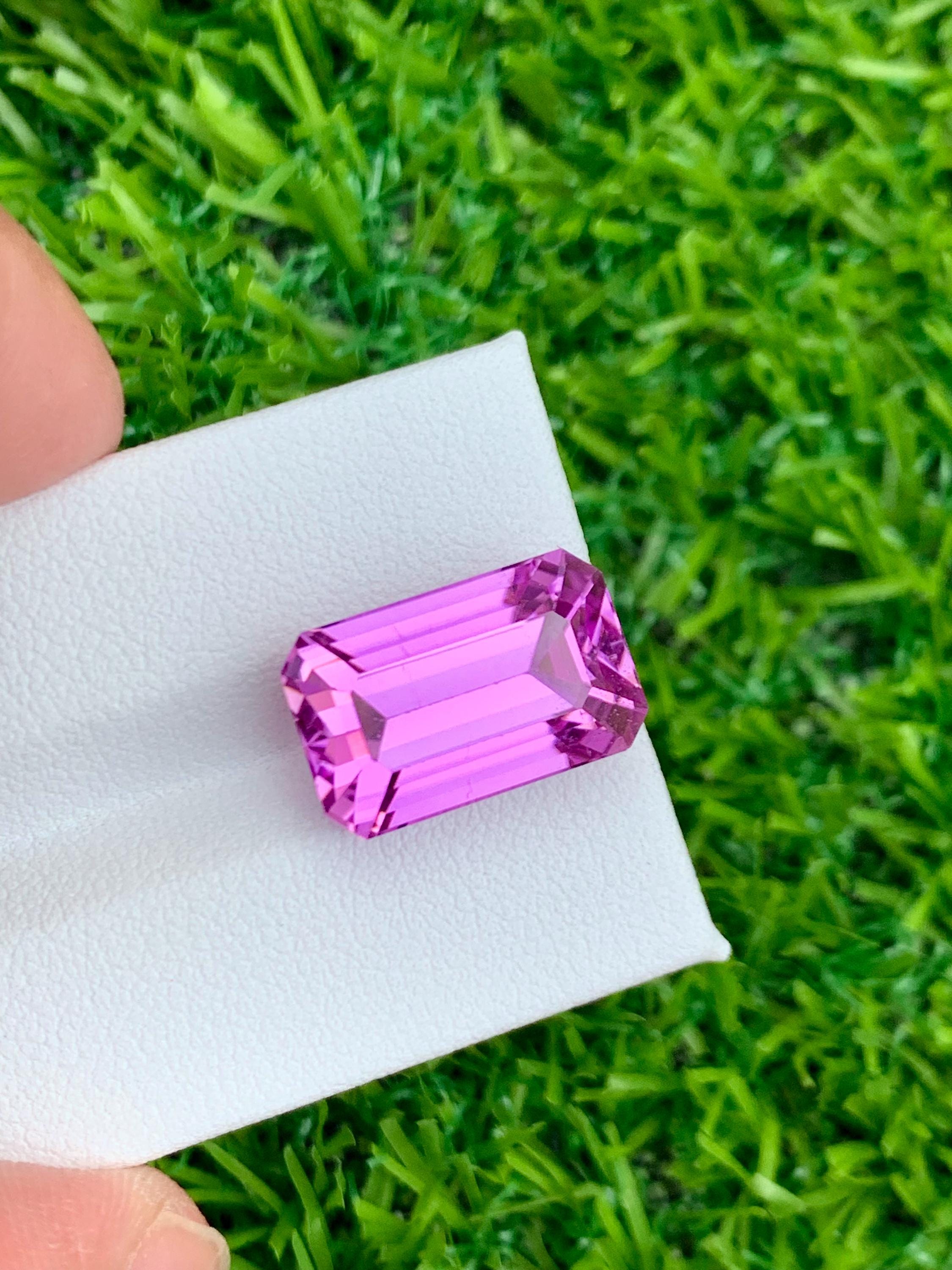 Natural Pink Kunzite 15.75 Ct Emerald Cut Gemstone From