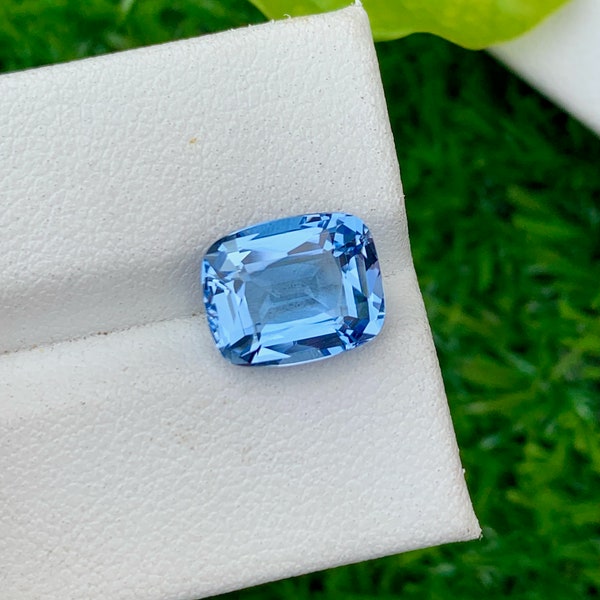 Natural Santa Maria Aquamarine Gem, Loose Aquamarine Gemstone, Flawless Blue Aquamarine Step Cushion Cut, Wedding Ring Making, 3.65 CT