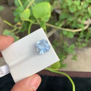 Santa Maria Blue Aquamarine Cut Stone, Brazilian Loose Aquamarine Gemstone, Faceted Aquamarine Square Shape Gemstone For Jewelry, 5.65 CT