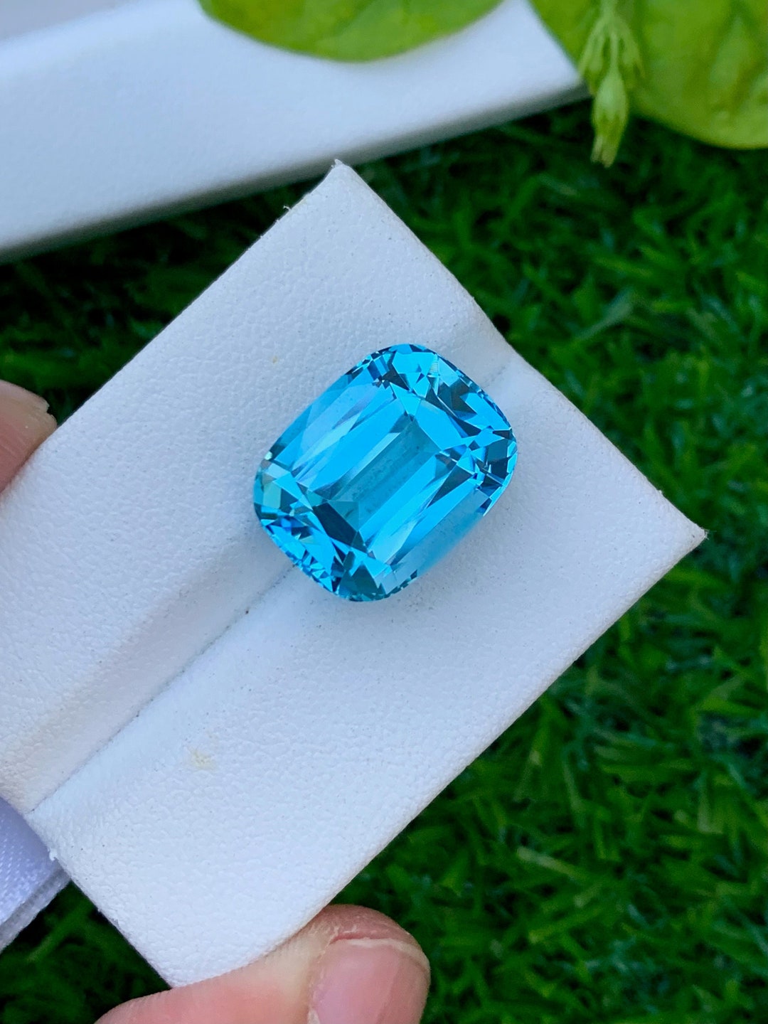 Swiss Blue Topaz Gemstone: Cushion Cut, CT Vintage Ring