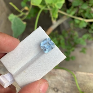 Santa Maria Blue Aquamarine Cut Stone, Brazilian Loose Aquamarine Gemstone,  Faceted Aquamarine Square Shape Gemstone For Jewelry, 4.30 CT