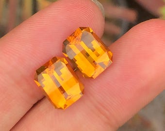 ハニーシトリン宝石ペア：ヴィンテージ11月誕生石、11.60カラット