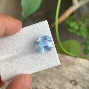 Santa Maria Aquamarine Stone For Jewelry, Brazilian Aquamarine Gemstone Faceted Aquamarine Loose Gemstone Light Blue Aquamarine Gem, 6.25 CT