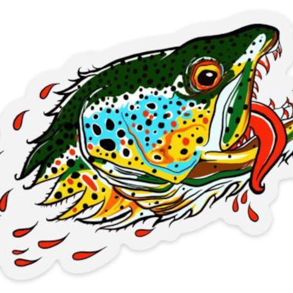 Water Wolf - Brown Trout - Clear Sticker