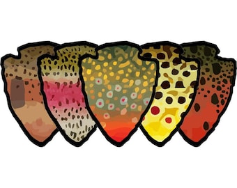 National Park Inspired - High 5 - Trout Fly Fishing Stickers