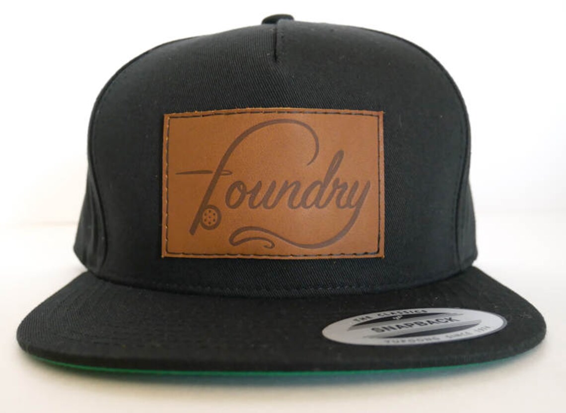 Fly Fishing Hat Black Snapback Leather Patch Etsy