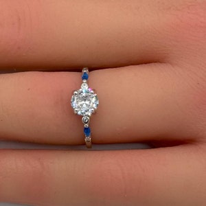 1.00 Carat Round Diamond CZ Marquise Sapphire Vintage Art Deco Wedding Engagement Anniversary Bridal Ring 925 Sterling Silver Gift