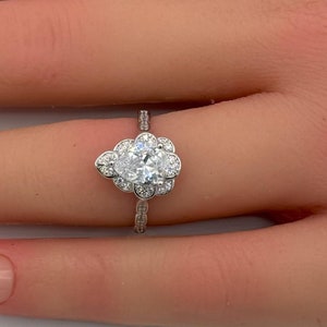 1.80 Carat Teardrop Pear Marquise Art Deco Engagement Wedding Bridal Ring Halo Round Diamond CZ Accent 925 Sterling Silver Choose Your Color