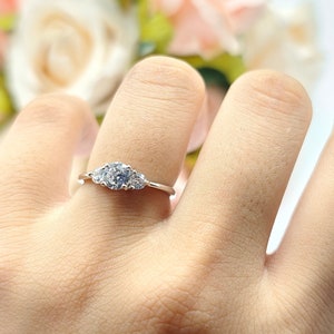 Dainty 1.00 Carat Three Stone Art Deco Vintage Engagement Bridal Ring Round Diamond CZ 925 Sterling Silver 3 Stone Ring New Design
