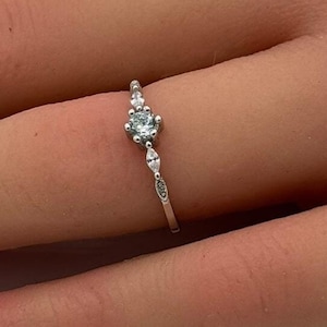 Sterling Silver 4mm Petite CZ Promise Ring Sterling Silver 4mm Petite CZ Promise Ring