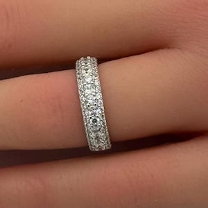 5mm Half Eternity Art Deco Wedding Band Princess Round Diamond CZ Eternity Stackable Band 925 Sterling Silver Band Engagement Bridal Stack
