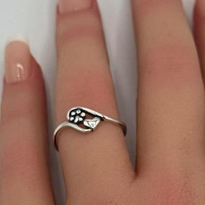 Pfote Herz Versprechen Ring Band 925 Sterling Silber