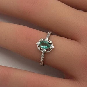 0.43 Carat Oval Cut Petite Dainty Round Marquise Vintage Art Deco Floral Wedding Engagement Bridal Ring Diamond Simulate 925 Sterling Silver