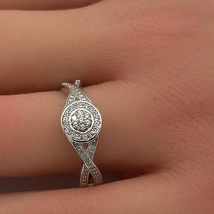 8mm Infinity Twisted Pave Wedding Engagement Ring Round Diamond CZ 925 Sterling Silver Bridal Anniversary New Design