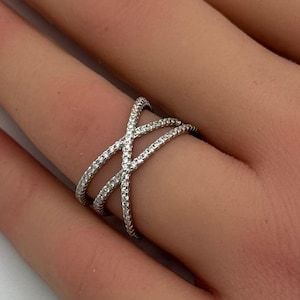 14mm X Trendy Weave Infinity Twisted Midi Band Round Diamond CZ  925 Sterling Silver Wedding Band Engagement Bridal Stacking Crisscross
