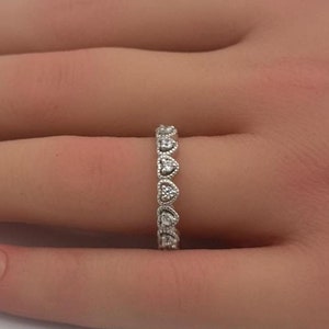 4.5mm Heart Art Deco Wedding Engagement Bridal Eternity Band Ring 925 Sterling Silver New Design Band for Ring Matching Band Stackable