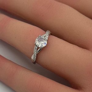 1 Carat  Twist Infinity Shank Art Deco Engagement Wedding Bridal Ring Round Diamond Simulated Accent 925 Sterling Silver Choose Your Color