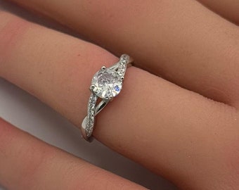 1 Carat  Twist Infinity Shank Art Deco Engagement Wedding Bridal Ring Round Diamond Simulated Accent 925 Sterling Silver Choose Your Color