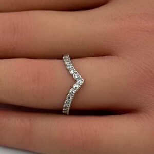 4mm Curved Contour Art Deco Band Round Diamond CZ Eternity Stackable 925 Sterling Silver Wedding Band Engagement Bridal Stacking Bezel