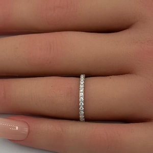 2mm Round Cut Diamond Simulate Eternity Stackable Band 925 Sterling Silver Wedding Band Matching Band Engagement Bridal Stacking