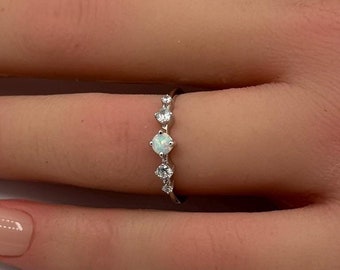 5mm Petite Dainty Art Deco Vintage Engagement Bridal Ring Round Diamond CZ 925 Sterling Silver Anniversary Promise Ring Wedding Ring