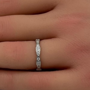 Eternity Bands Art Deco Wedding Ring Simulated CZ 925 Sterling Silver