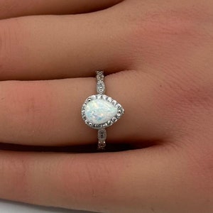 1.25 Carat Teardrop Pear Vintage Art Deco Halo Engagement Wedding Bridal Ring Round Diamond CZ 925 Sterling Silver Choose Center Stone Color