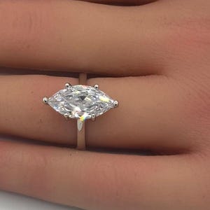 3.86 Carat Marquise Diamond Simulate Solitaire Art Deco Engagement Ring 925 Sterling Silver Choose Center Stone Color