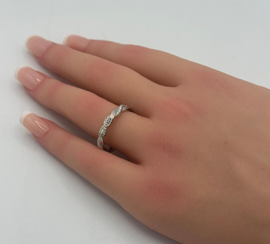 X Criss Cross & Twist Infinity Sterling Silver Wedding Band Set main image 0