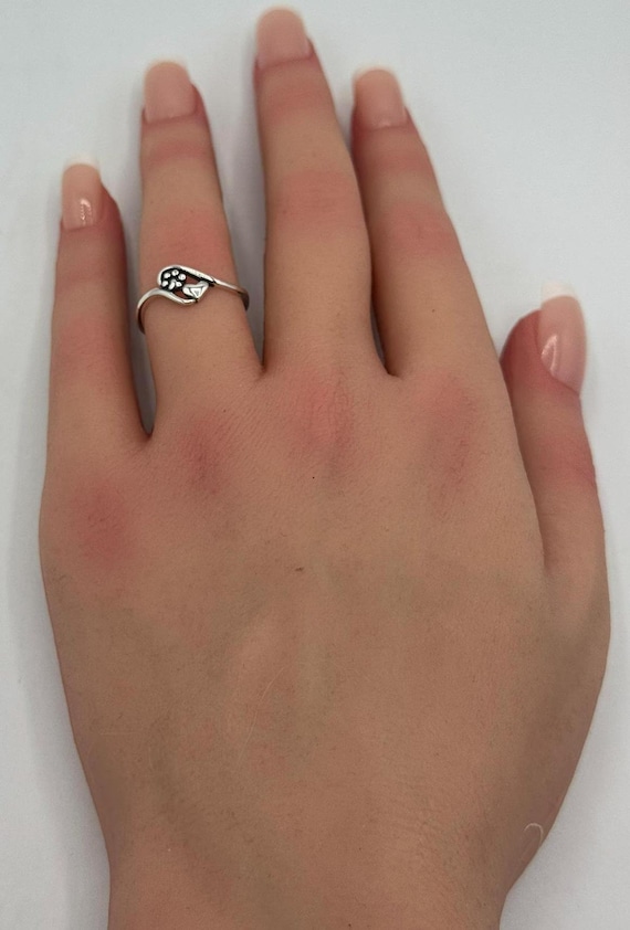 Paw Heart Promise Ring Band Solid 925 Sterling Silver Canada