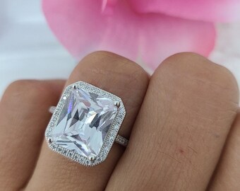 Cushion Cut Marquise Art Deco Engagement Wedding Bridal Ring Round Simulated Diamond 925 Sterling Silver