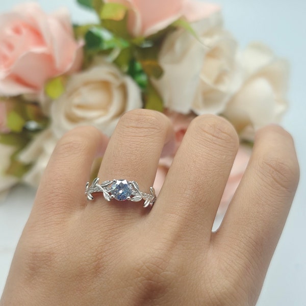 Floral Wedding Bridal Ring Simulated Cubic Zirconia 925 Sterling Silver