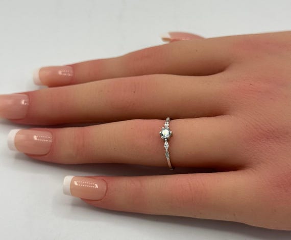 Sterling Silver 4mm Petite CZ Promise Ring Sterling Silver 4mm Petite CZ Promise Ring