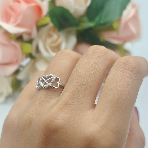 Infinity Midi Ring Diamond Accents Sterling Silver