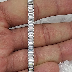 Baguette Diamond Simulate Tennis Bracelet 925 Sterling Silver Wedding Engagement Bridal Jewelry