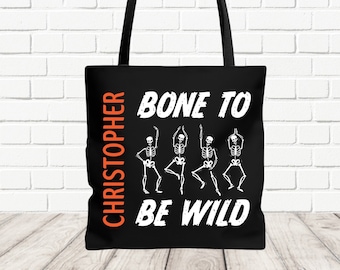 Personalisierte Halloween Süßigkeitstasche, Süßes sonst gibts Saures Tasche mit Namen, Benutzerdefinierte Süßigkeitstasche, Kinder Halloween Tragetasche, Kinder Süßigkeitstasche, Knochen, um Wild zu sein