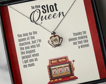 Mother Gambler Mothers Day Gift, Casino Lover Mom Gift, Mom Crown Jackpot Necklace, Mom Gambling Gift, Slot Queen Gift, Queen Of The Machine