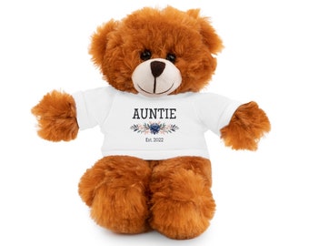 New Auntie Gift, Auntie Reveal, Auntie Established 2022, Stuffed Animals Plushies, Baby Announcement, First Time Auntie, Auntie Christmas