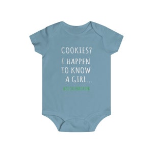 Cookies? I Happen To Know A Girl Scout Brother Infant Bodysuit - Scout Baby Shirt, Cookie Dealer Shirt, Cookie Season Shirt, Scout Brother image 3