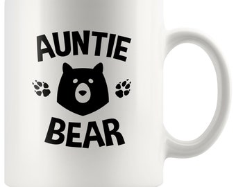 Auntie Bear Coffee Mug   Aunt Mug, Auntie Mug, New Aunt Gift, Gift For Aunt, Family Mugs