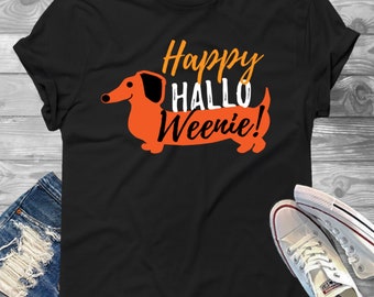 Happy Halloweenie Dachshund Shirt - Happy Halloweenie Tee, Funny Halloween Shirt, Dachshund Lover Shirt, Doxie Mom, Wiener Dog Shirt, Doxies