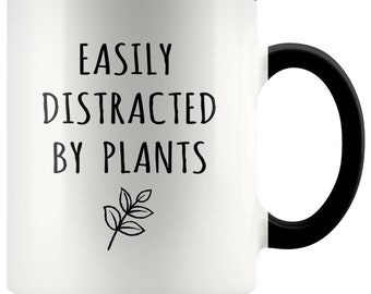Easily Distracted By Plants Accent Mug - Funny Plant Lover Gift, Gift for Gardener, Gardener Christmas Gift, Gift for Plant Lover, Gardening