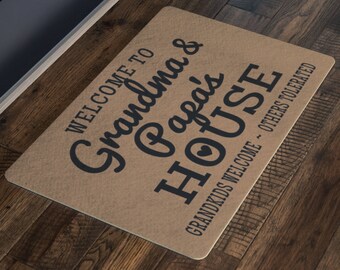 Welcome To Grandma & Papa's House Doormat - Cute Grandparents Gift, Grandparents Day Gift, Grandparents Christmas Gift, Grandma Doormat, Mat