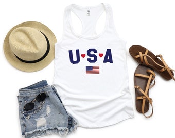 USA Womens Tank, 4th of July Tank Tops Women, Cute Patriotic Shirt, USA Tank, Cute American Girl, Womens Fourth of July Tank Top, Flag Tank