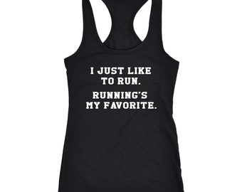 I Just Like To Run, Running's My Favorite Racerback Tank - Runner Shirt, Runner Tank, Shirts For Runners, Tanks For Runners, Runner T-shirt