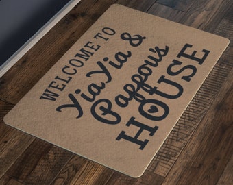 Welcome to YiaYia and Pappou's House Doormat - Cute Grandparents Gift, Grandparents Day Gift, YiaYia and Pappou gift, YiaYia and Pappou Mat