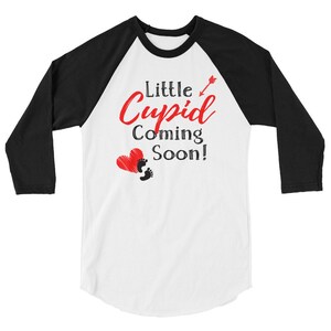 Little Cupid Coming Soon Raglan Shirt 2 - Pregnancy Announcement Shirt, Valentine&#39;s Day Pregnancy Shirt, Bump&#39;s First Valentine&#39;s Day