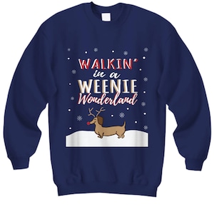 Dachshund Christmas Sweatshirt, Cute Christmas Sweatshirts, WEENIE WONDERLAND, Dachshund Through the Snow, Dachshund Xmas Shirts, Holiday